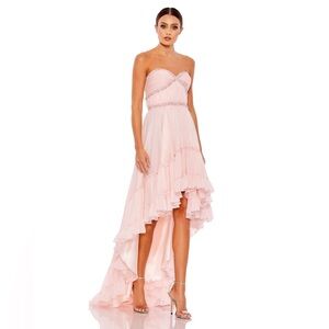 NWT Mac Duggal pink 68096 high low dress strapless prom wedding